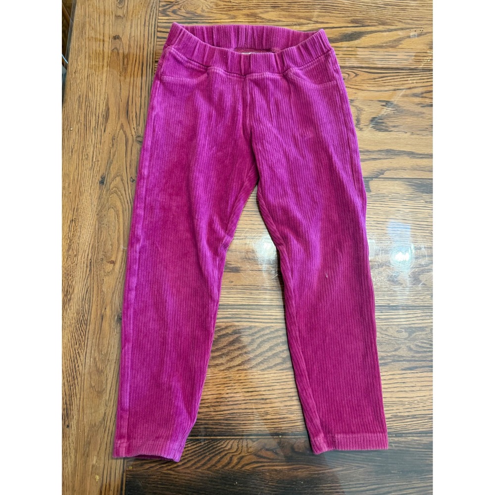 Hanna Andersson Ribbed Velour Pants Kids Size 5 Pink Elastic Waist Trousers